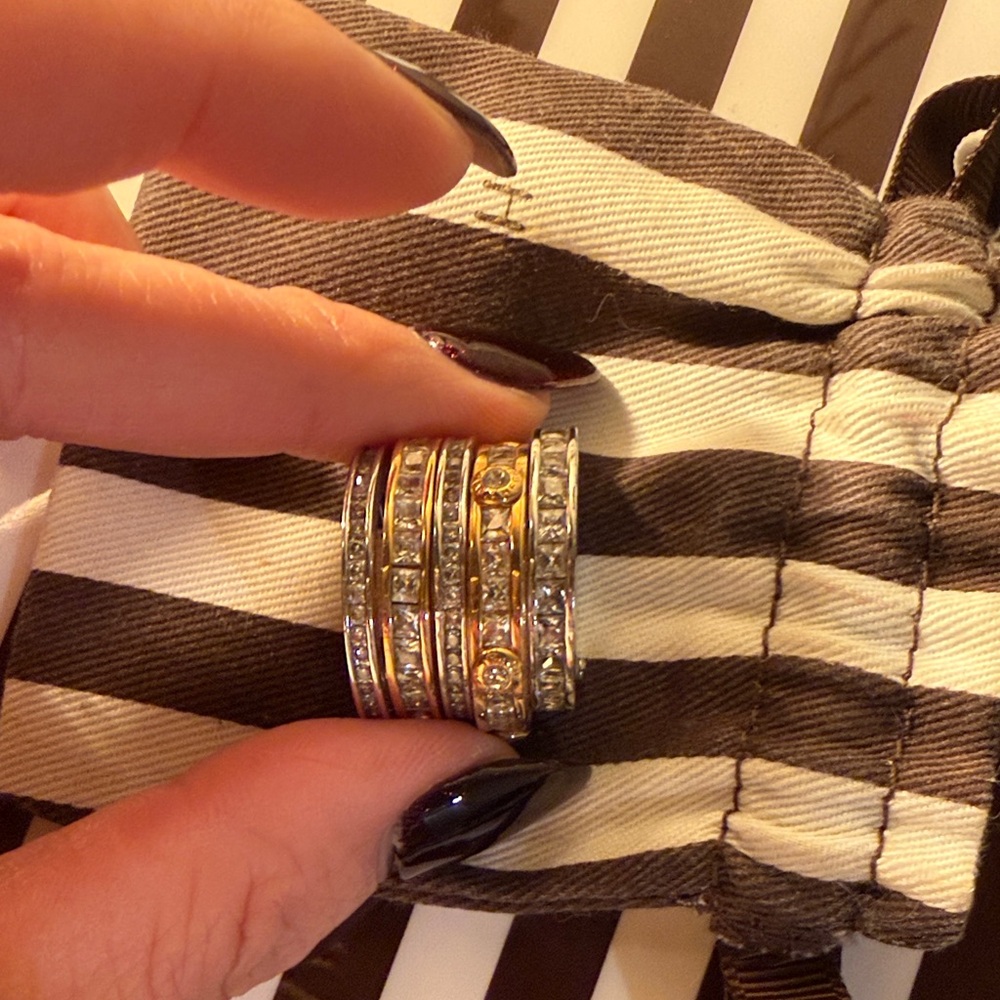 Elegant Gold and Silver Stacked Rings